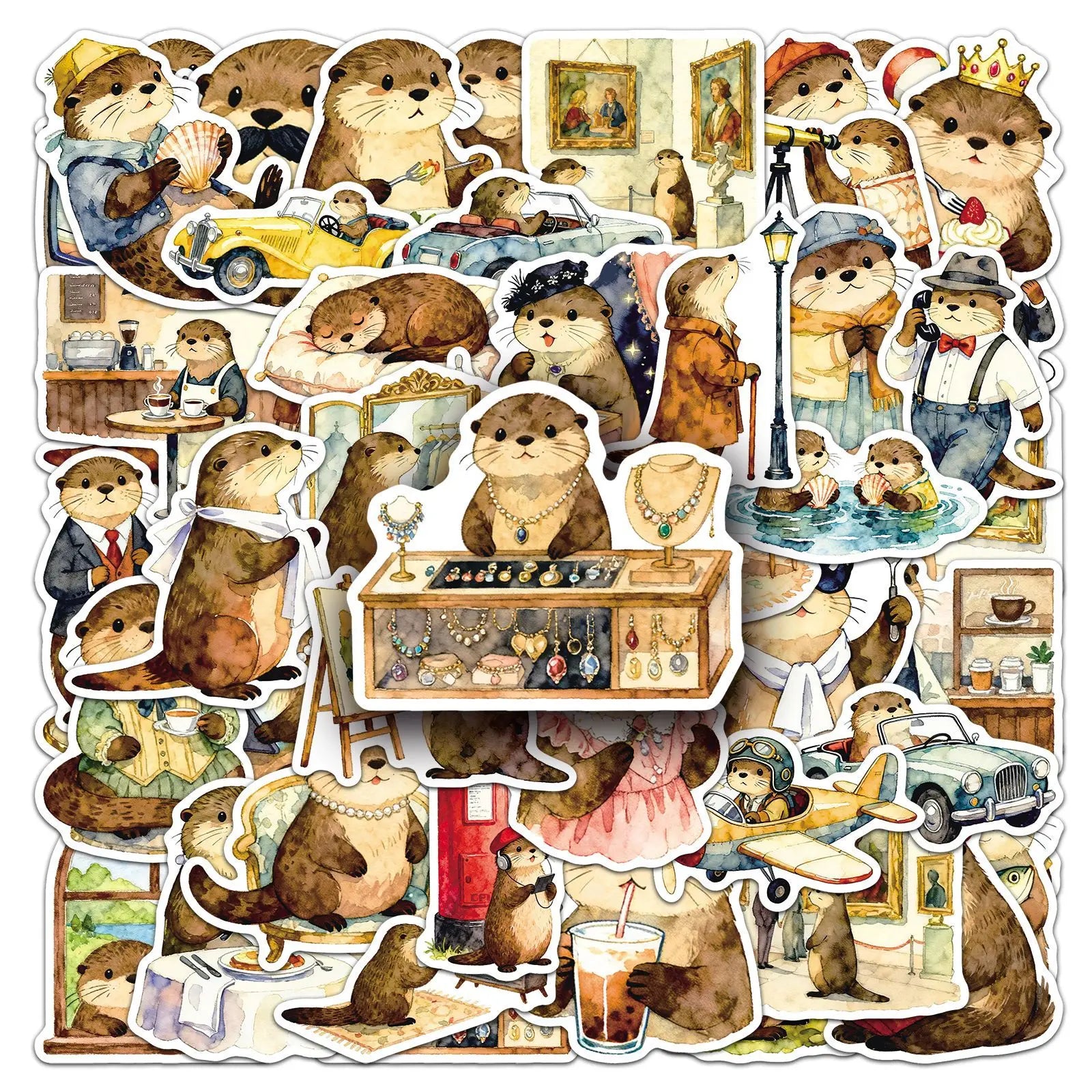 50/100PCS Cartoon Otter Stickers, Cute Animals, Creative Waterproof Decoration, Phone Computer Stationery Stickers