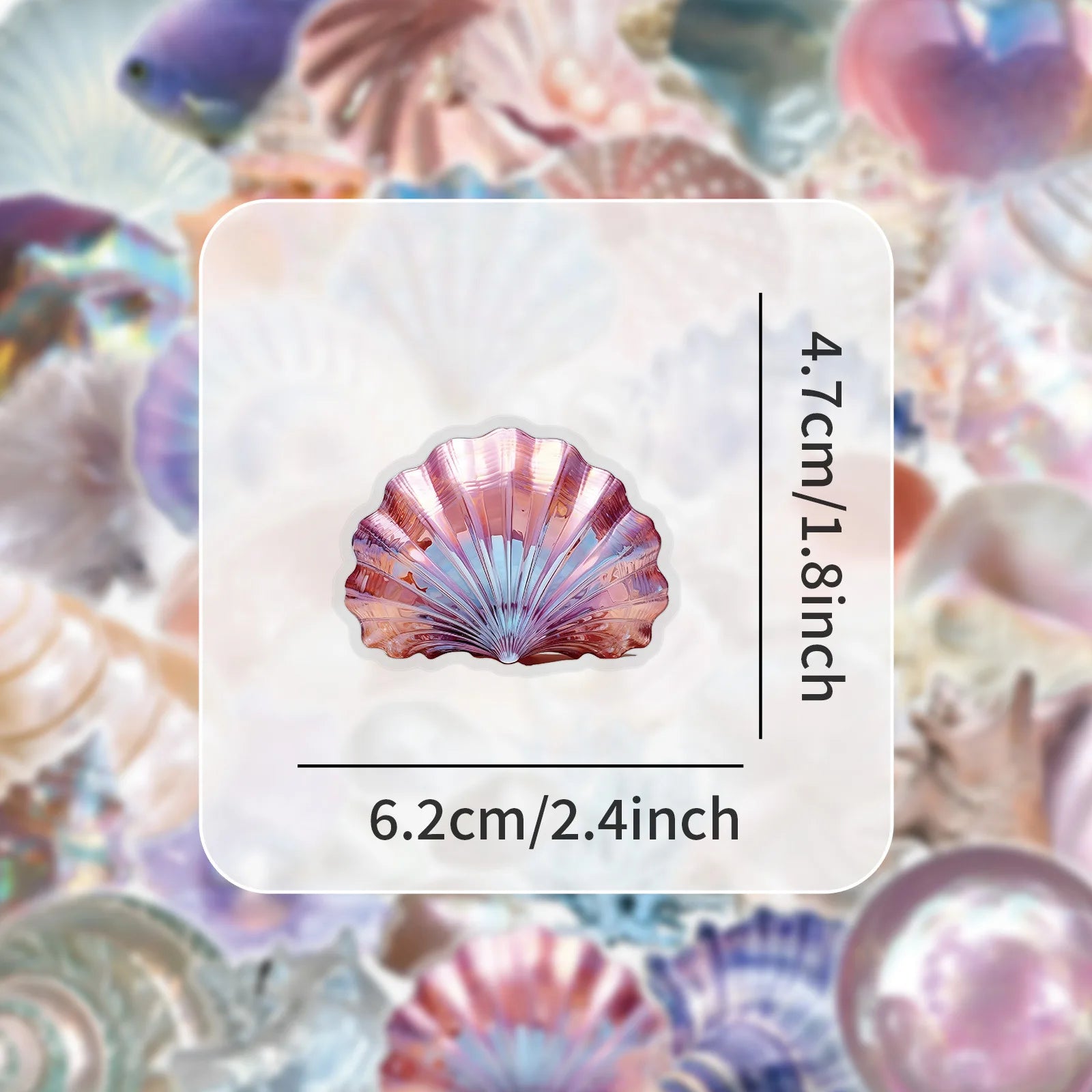 50PCS Cartoon Shell Graffiti Stickers Conch Pearl DIY Decorative for Kids Reward Stationery Notebook Water Cup