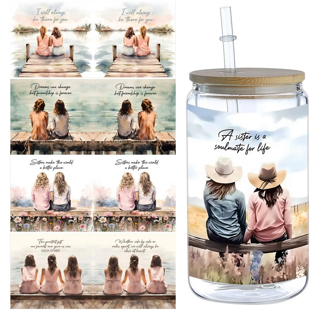 5 Sheets Character UV DTF Glass Cup Wrap Transfer Stickers, DTF Transfer Stickers, Waterproof Wipe-Off Transfer