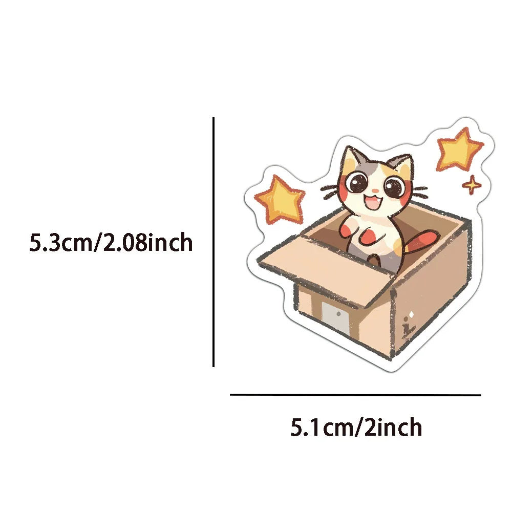 50PCS Cute Christmas Cartoon Cat Fun Stickers DIY Manual Scrapbook Fixed Phone Laptop Stickers Toy
