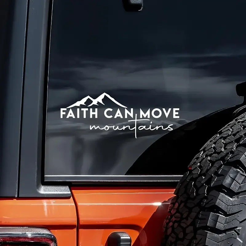 Faith Can Move Mountains Decal Vinyl Sticker Car Truck Wall Laptop 20.32cm X 7.62cm Car Body Bumper Rear Gear Glass Sticker