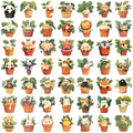 50PCS Classical Desk Lamp Desk/Cartoon Plants Laser PET Stickers Student DIY Stationery Notebook Stickers