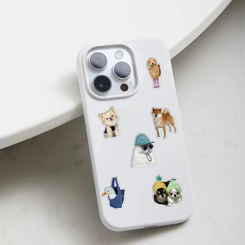 50PCS Transparent Fun Pattern Stickers for Pets Sticker Nostalgia Modern Coffee Bicycle PVC Skateboard Art Picture Stickers ﻿