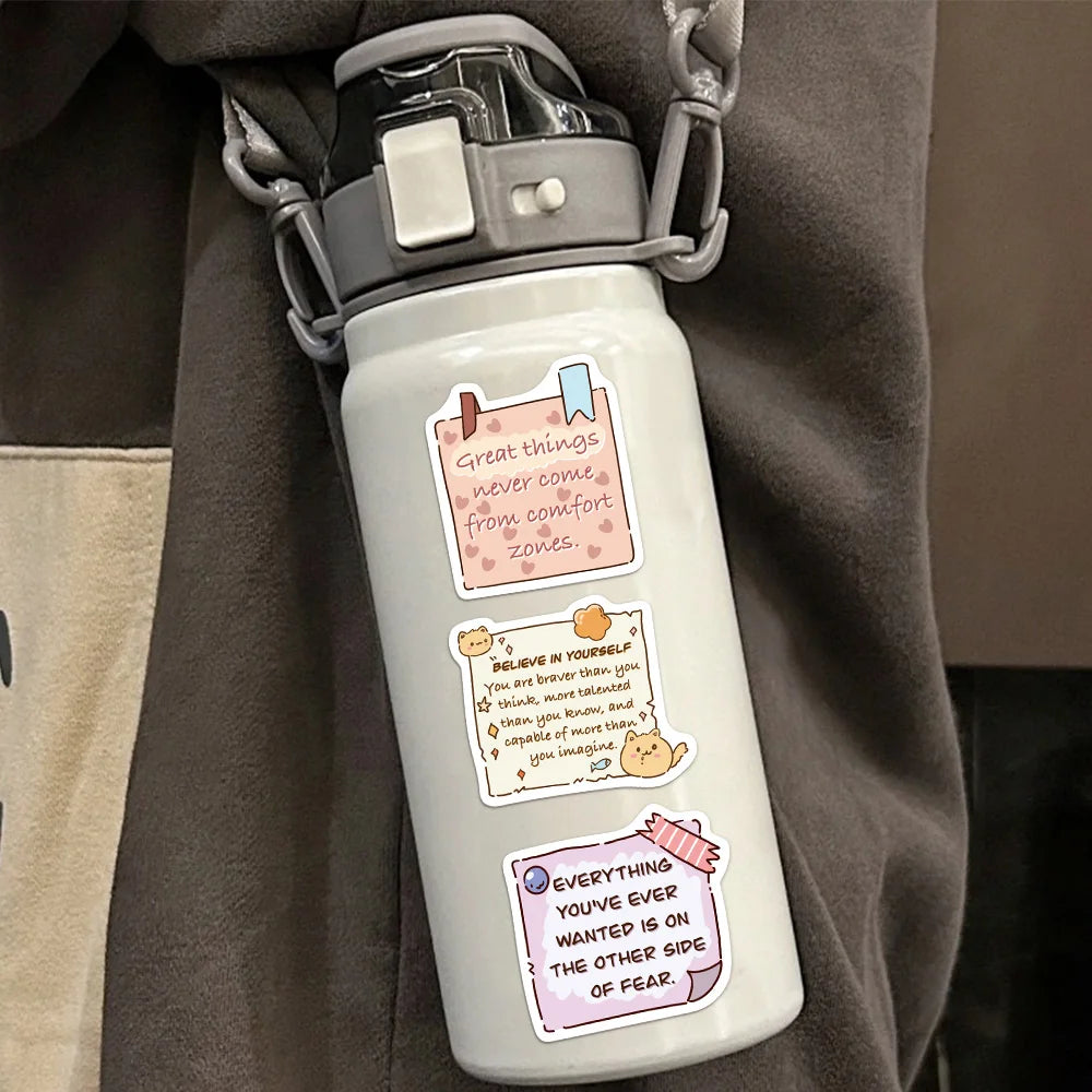 50PCS Inspirational English Short Sentences Fun Stickers DIY Manual Speaker Decoration Bags Notebooks Water Cup Labels Stickers
