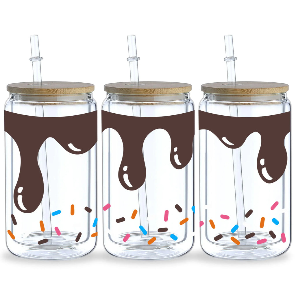 5 Sheets Donut UV DTF Cup Stickers, Glass Movement DTF Transfer Stickers Waterproof Wipe-On Transfer Paper for 16oz Glass, Mug,