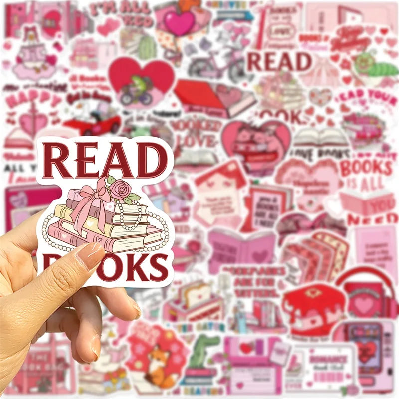 10/30/50PCS Pink Valentine's Day Book PVC Sticky Stickers Aesthetic DIY Colored Phone Laptop Luggage Skateboard Graffiti Decals