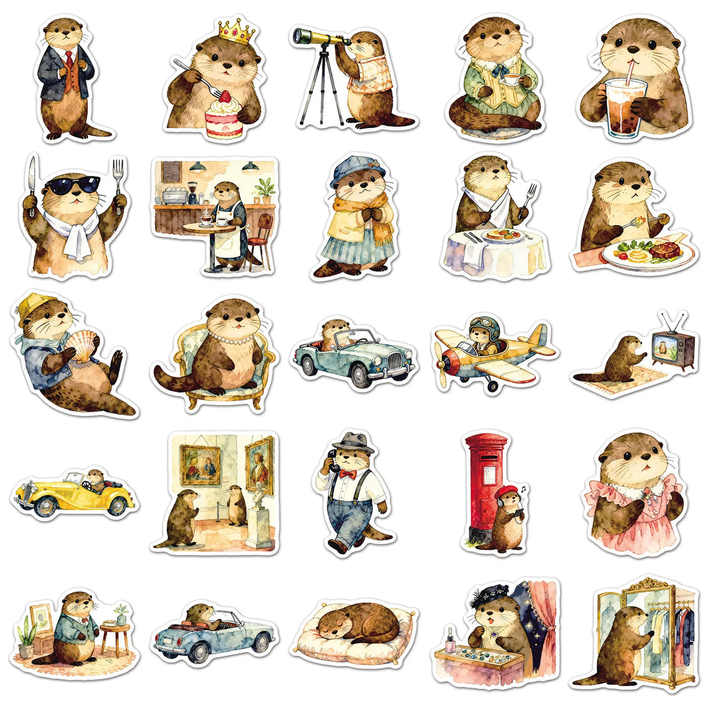 50/100PCS Cartoon Otter Stickers, Cute Animals, Creative Waterproof Decoration, Phone Computer Stationery Stickers