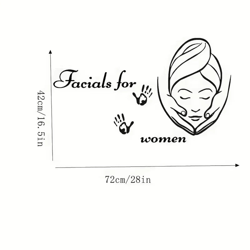 Elegant PVC Wall Sticker with Female Face & Relaxing Quotes - Matte Finish, Pre-Pasted Self-Adhesive Vinyl Decal for Spa, Beauty