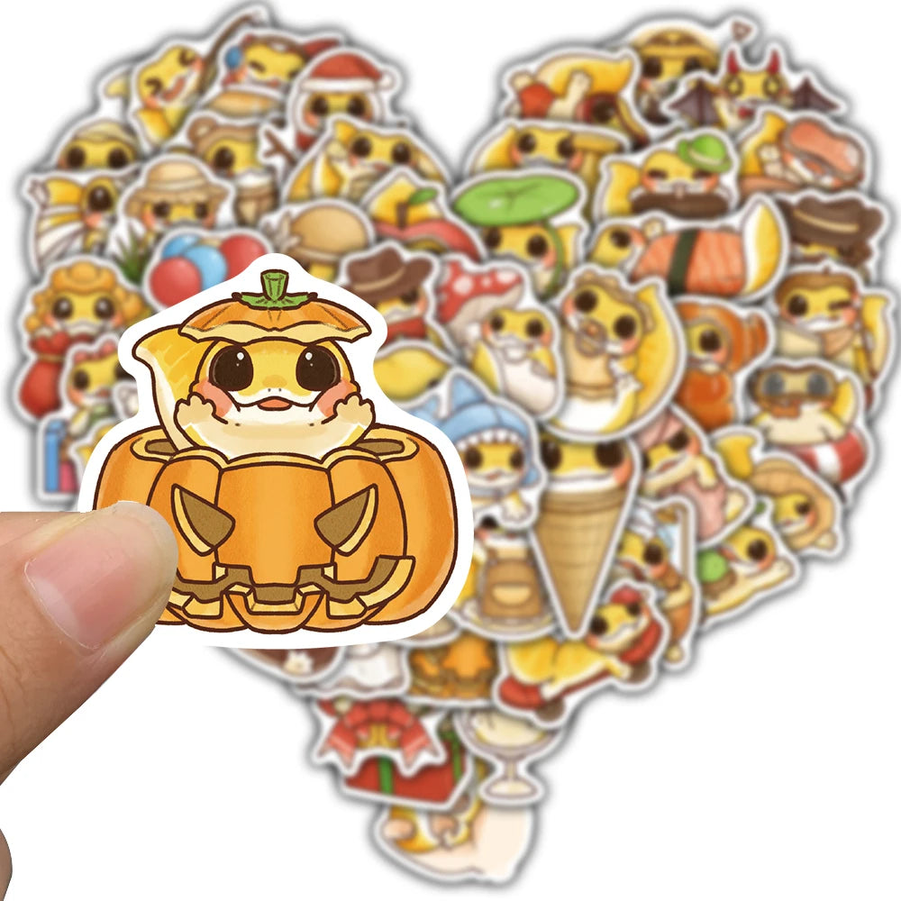 50PCS reptile pet gecko Sticker Landscaping Cartoon Personalize Graffiti Phone Creative Bicycle Waterproof Aesthetic Stickers
