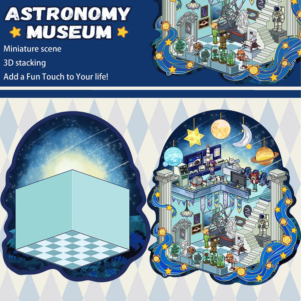 Astronomy Museum 3D Landscaping Stickers Decorative Stacking and Pasting Hand Account Laptop Luggage Creative Gifts Collage