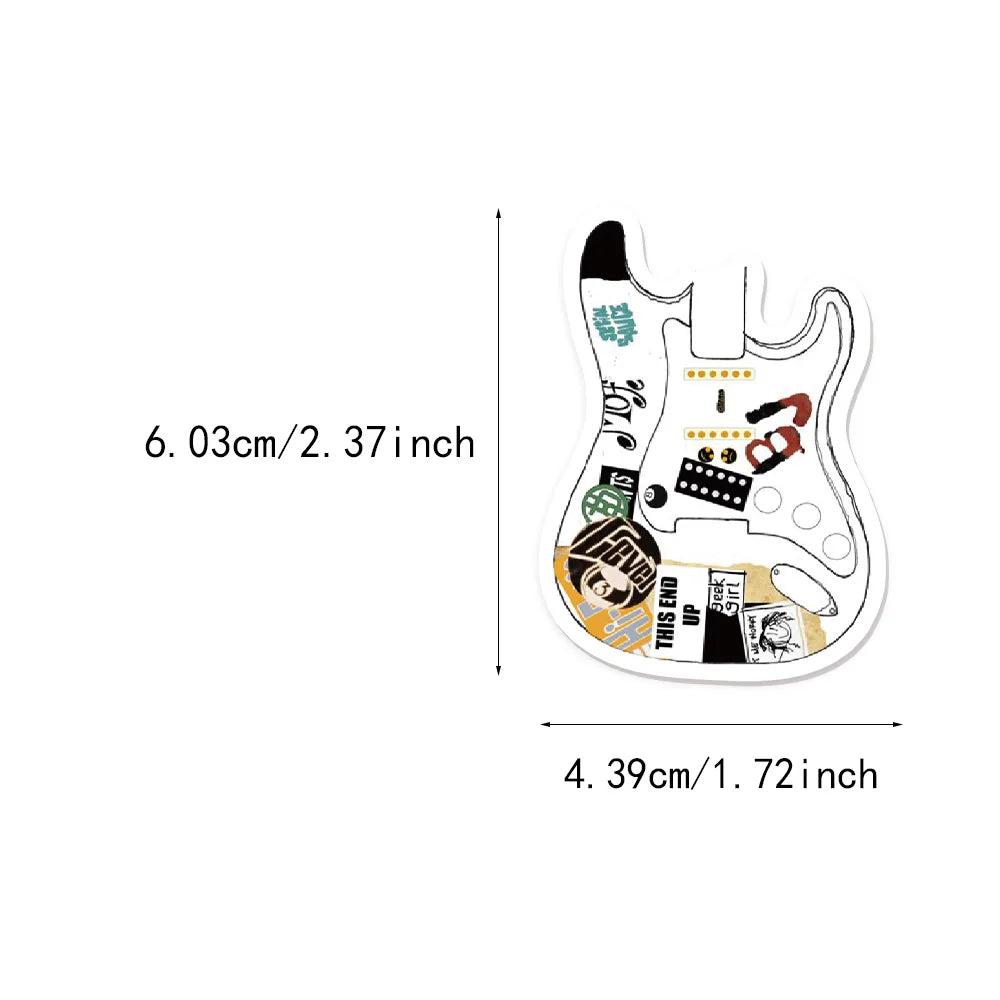 50PCS Trendy Guitar Music Graffiti Stickers DIY Manual Luggage Skateboard Water Cup Computer Tablet Waterproof Stickers