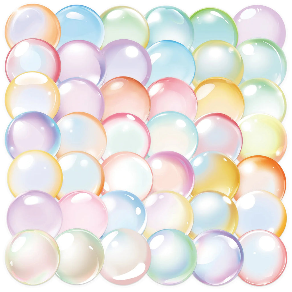 50/100PCS Cartoon Watercolor Bubble Sticker Pack Waterproof Transparent PET Booklet Decorative Guitar Notebook Birthday Party