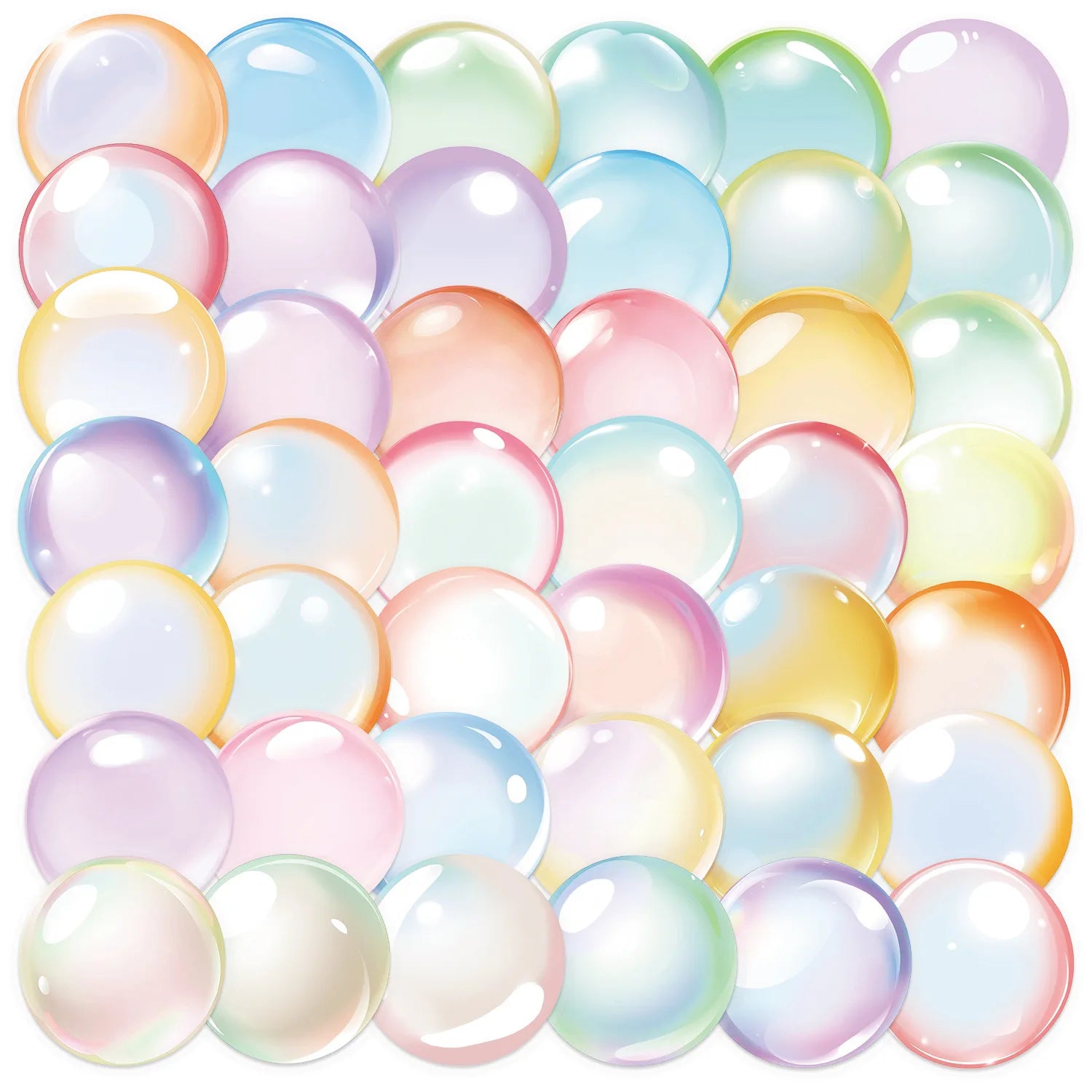 50/100PCS Cartoon Watercolor Bubble Sticker Pack Waterproof Transparent PET Booklet Decorative Guitar Notebook Birthday Party