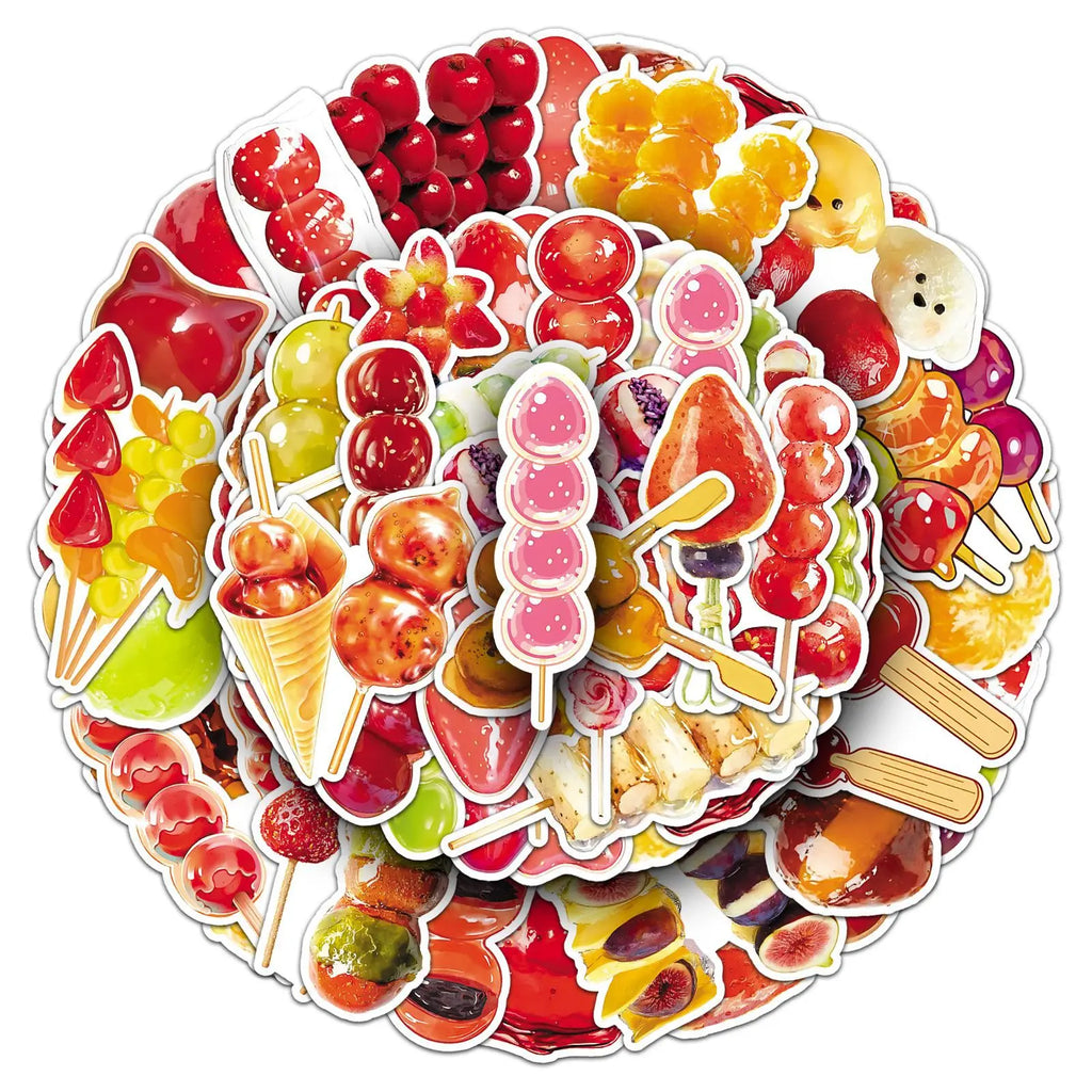 50/100PCS Cartoon Food Stickers Cartoon Graffiti Decoration Storage Box Notebook Stationery Stickers