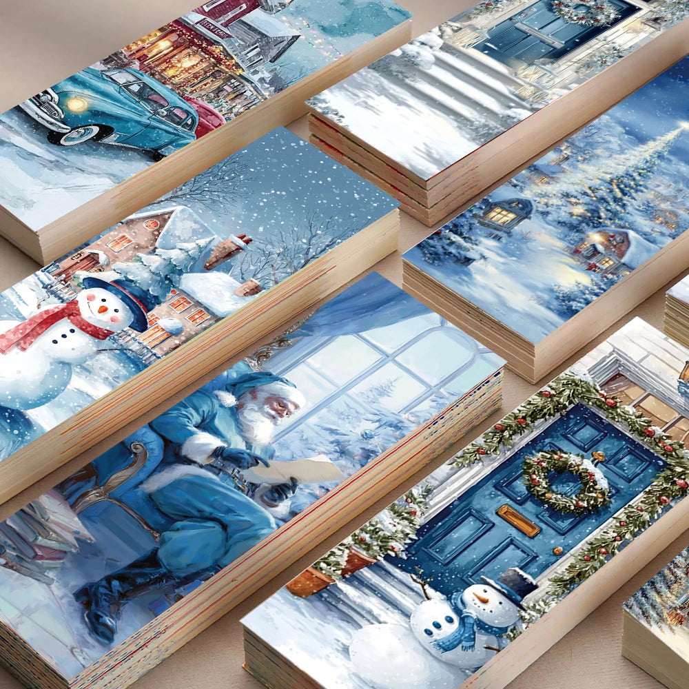 30PCS Blue Christmas Bookmarks Laptop Luggage Reading Books Cartoon Decor Phone Aesthetic Stationery Guitar Bookmark