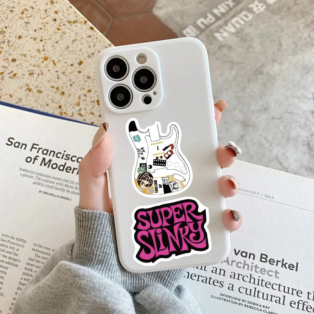 50PCS Trendy Guitar Music Graffiti Stickers DIY Manual Luggage Skateboard Water Cup Computer Tablet Waterproof Stickers