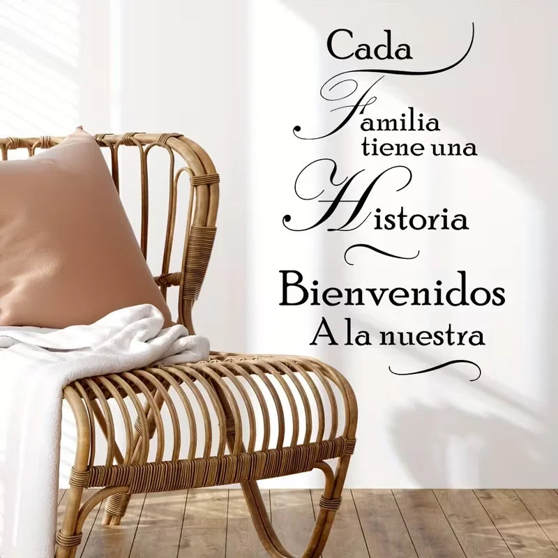 "1 Set Home Slogan Art Wall Decals, Warm Family Quotes Wall Decal, CADA Familia tiene UNA Historia Vinyl Sayings Words Wall Deco