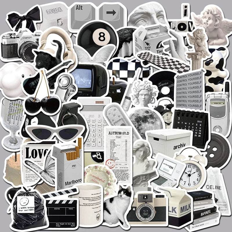10/30/61PCS Simple Sculpture PVC Graffiti Sticker Sticky Aesthetic Decorative Scrapbook DIY Child Phone Stationery Supply