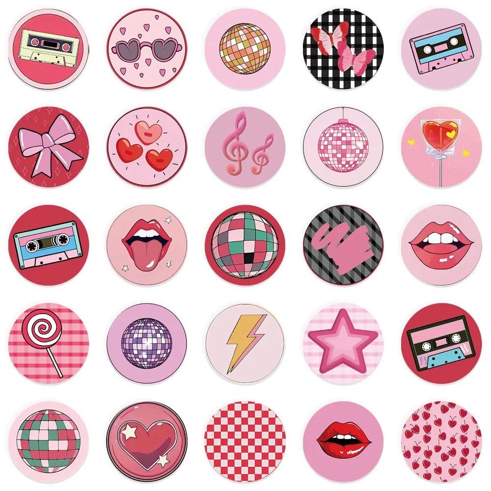 50PCS Instagram Highlight Cover Graffiti Circular Sticker Manual Clip Thin Water Cup Computer Skateboard Decoration Stickers