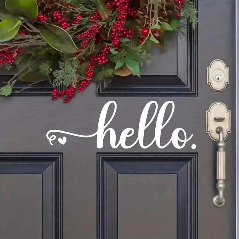 1pc Hello Heart Door Car Mailbox Sticker Decal, Welcome Quote, For Farmhouse Vinyl Home Decor