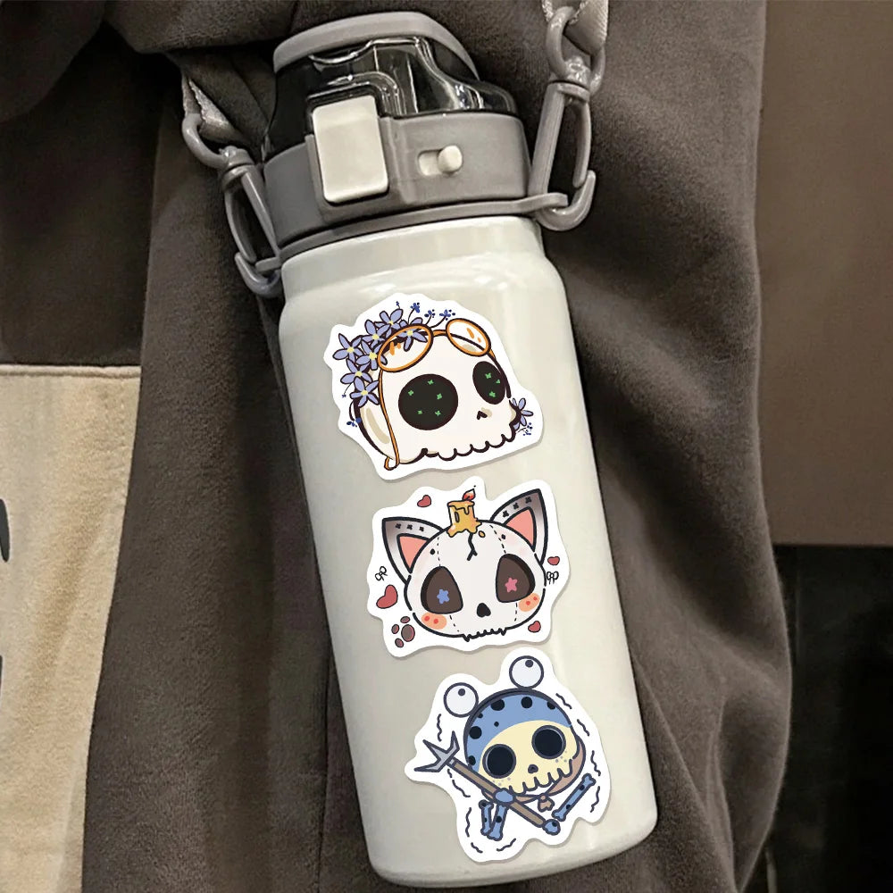 60PCS Halloween Funny Skull Sticker Manual Computer Scrapbook Refrigerator Guitar DIY Creative Aesthetic Toy Sticker