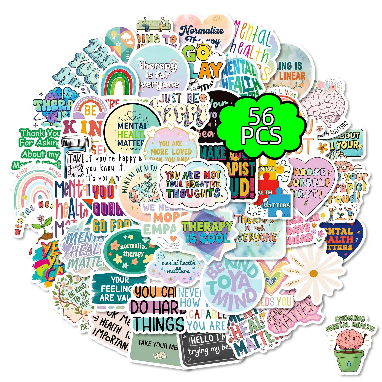 56/112Pcs Light Color  Fun Fresh Stickers for Laptop Suitcase Lunch Box Stationery Helmet Fridge Album Guitar Decoration Stikers