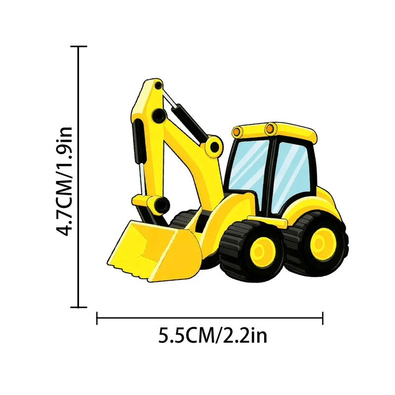 10/30/50PCS Cartoon Engineering Vehicle PVC Sticky Stickers Aesthetic DIY Phone Laptop Luggage Skateboard Graffiti Decals