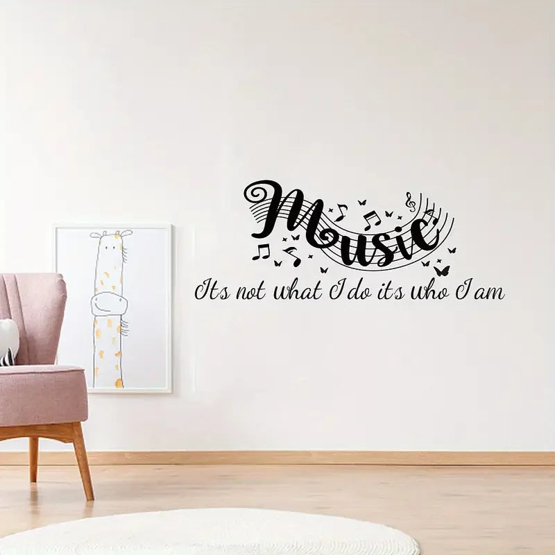 Black Musical Note Wall Decal - PVC Sticker for Living Room & Bedroom Decor, 11.81x31.10 inches, Wall Stickers, 300x790mm