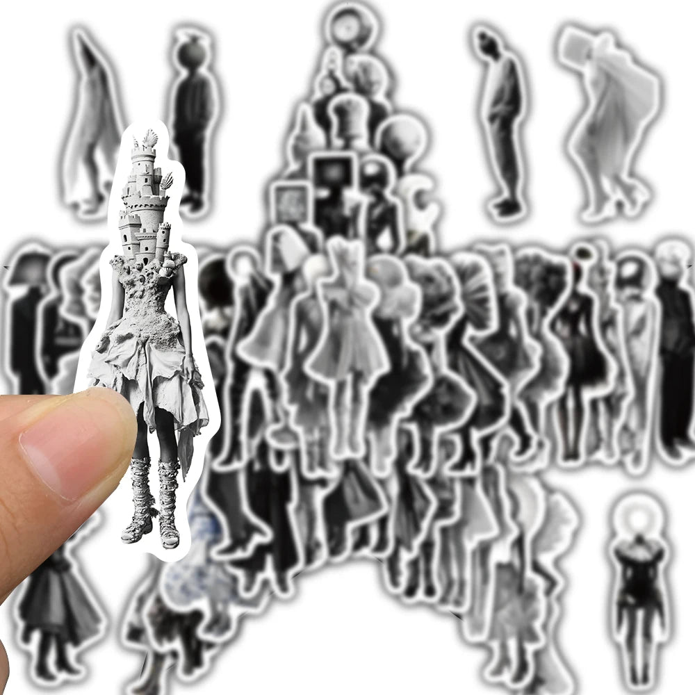 50PCS Minimalist Surrealist Photography Monochrome Sticker Notebook Laptop Notebook Coffee Suitcase Aesthetic Scrapbook Stickers