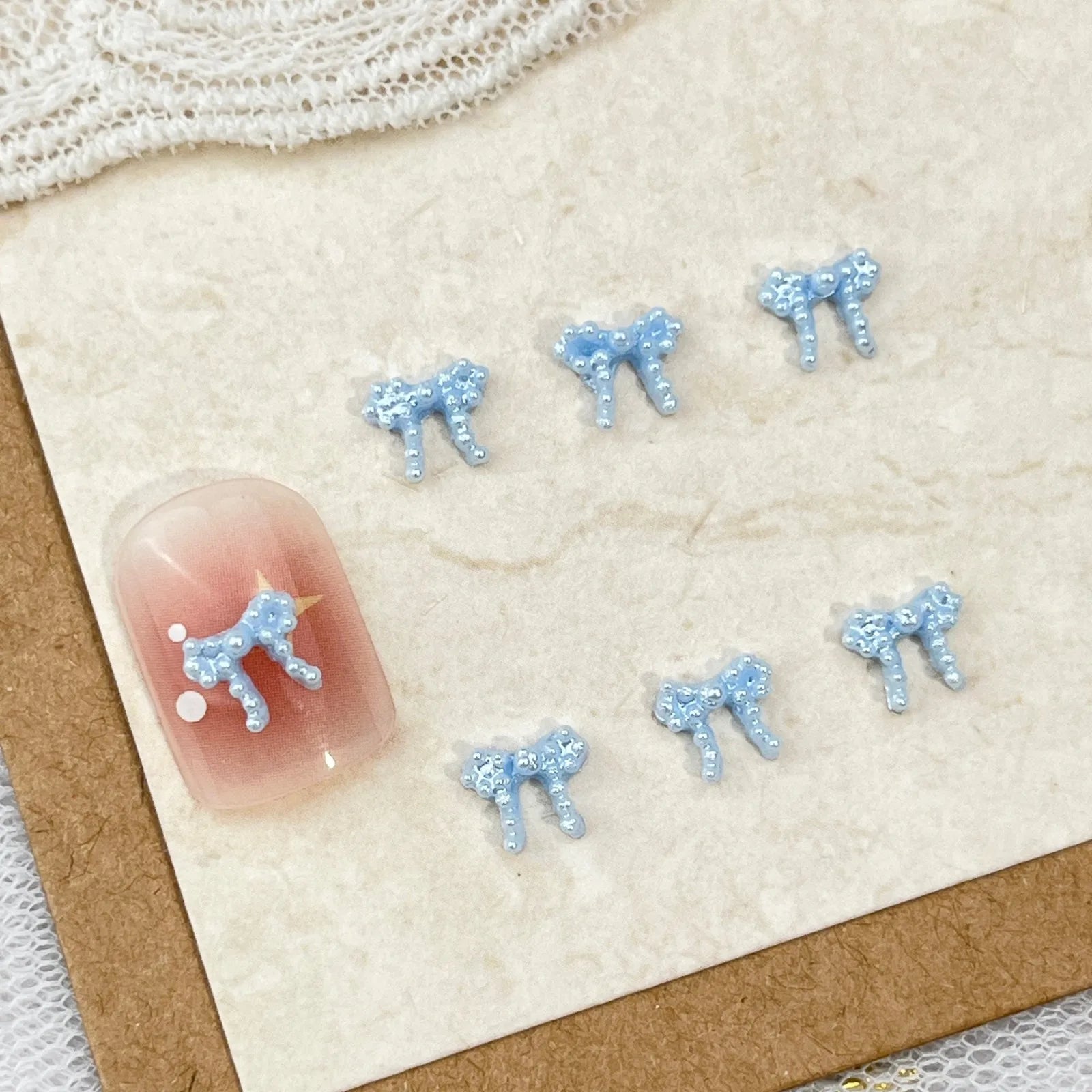 10pc Cute 3D Resin Pearl Bow Nail Art Charms Macaron Imitation Japanese Preal Bowknot Ribbon Nail Decorations DIY Nail Accessory