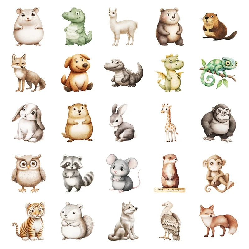 10/30/50PCS 3D Simple Animal Sticky PVC Sticker Aesthetic Children's Stationery DIY Decoration Scrapbooking School Supplies