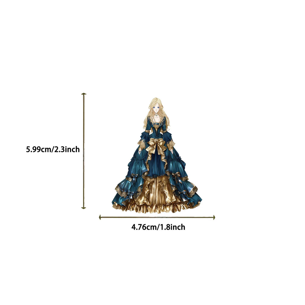 50-100PCS Cartoon Princess Skirt Sticker Pack Waterproof Transparent PET Hand Account Decorative Guitar Notebook Stickers