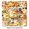 50PCS PACK Cartoon Bread Animal Stickers Cute Creative Waterproof Decorative Refrigerator Water Cup Notebook Luggage Stickers