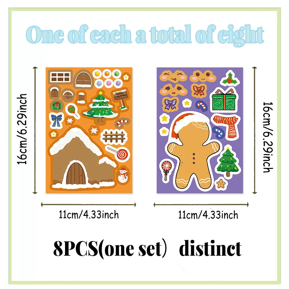 8PCS Christmas Fun Santa Claus Creative Collage DIY Suitable For Phone Cases Tablets Water Bottles Puzzle Toy Stickers