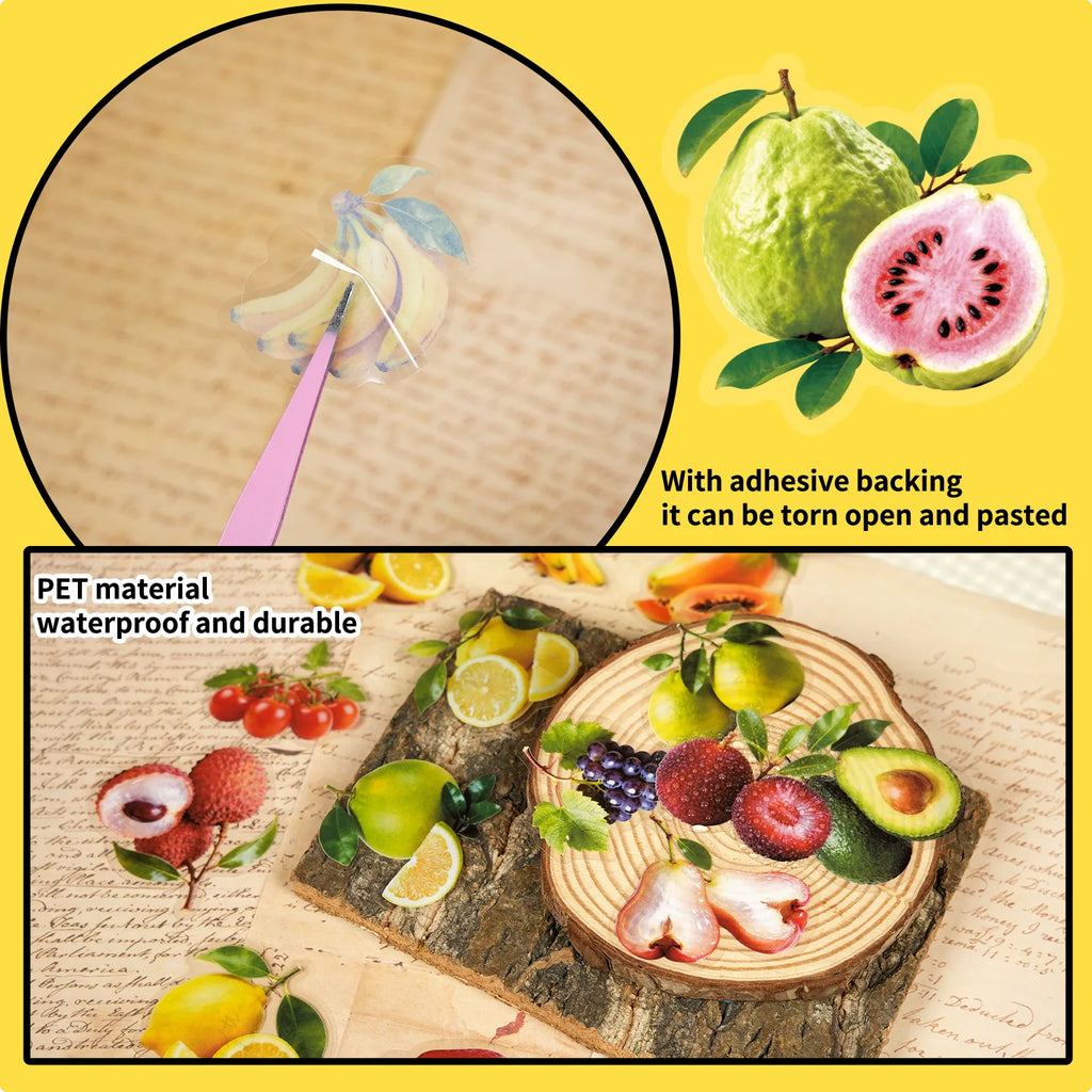 56/112PCS Various Realistic Fruit Transparent PET Stickers Stationery Decoration DIY Handmade Stationery Stickers