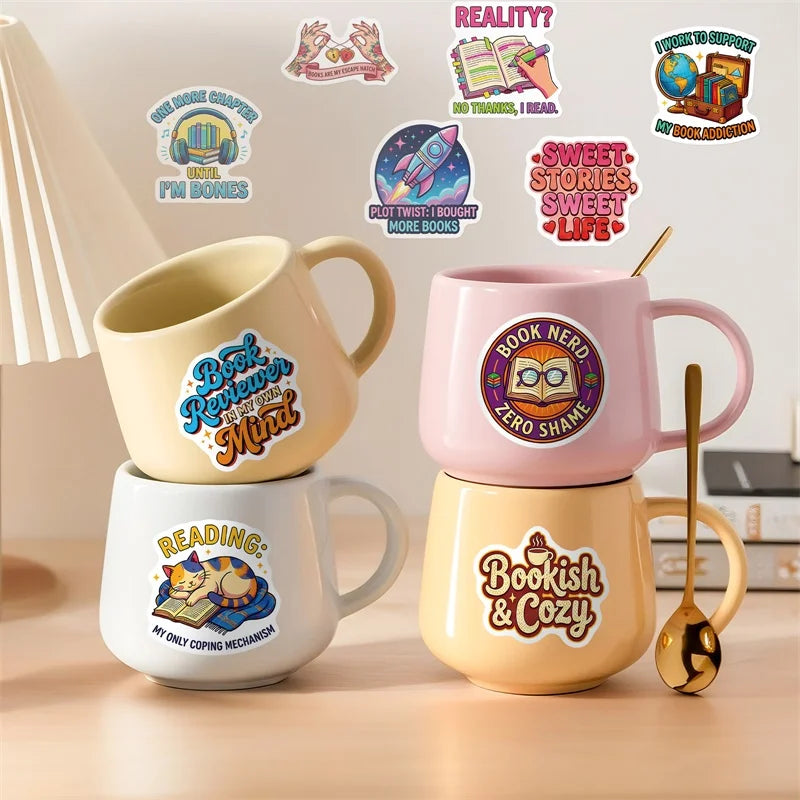 10/30/56PCS Creativity Reading Sticky Sticker PVC DIY Children's Laptop Luggage Skateboard Stationery Decoration Scrapbooking