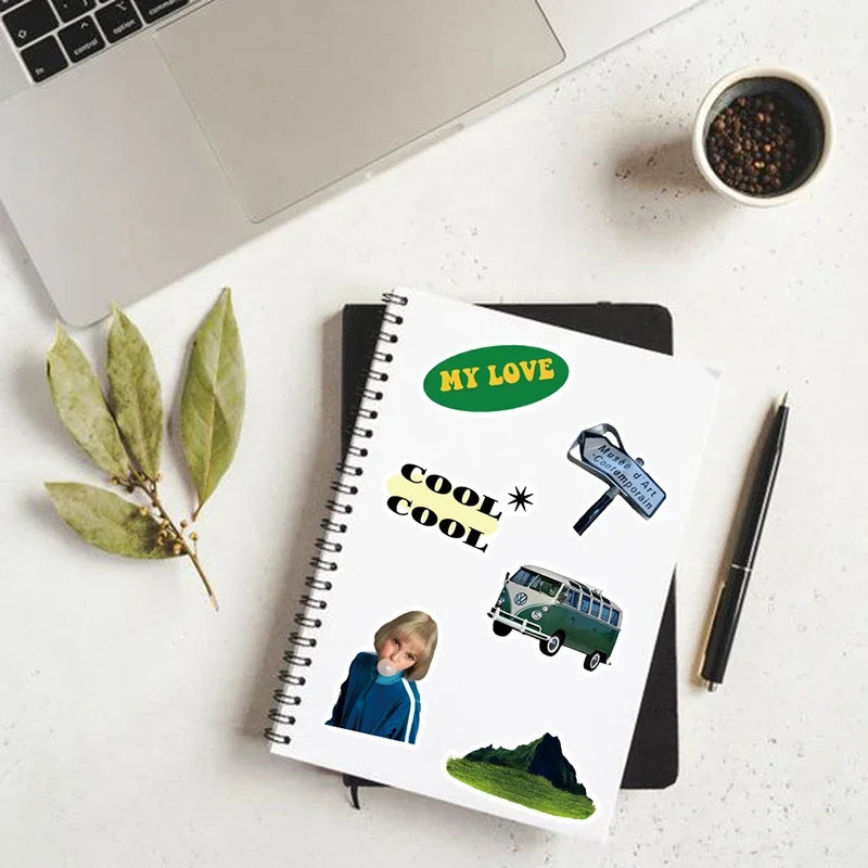 10/30/50PCS Fresh Cow Cheese PVC Graffiti Sticker Sticky Aesthetic Color Decorative Scrapbook DIY Child Phone Stationery Supply