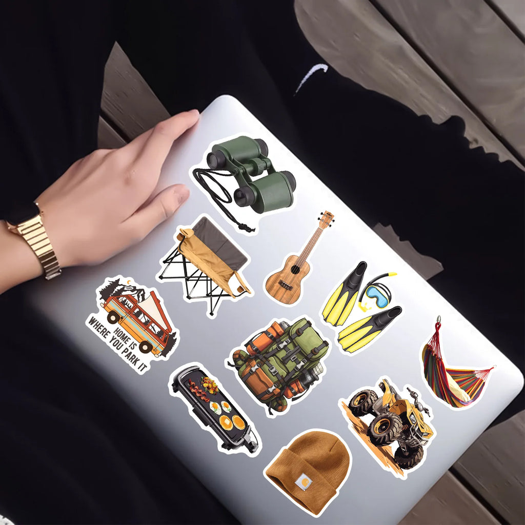 50/100 Pcs New Outdoor Camping Theme Stickers for Tent Car Phone Skate Cup Suitcase Guitar No Repeat Waterproof Decals