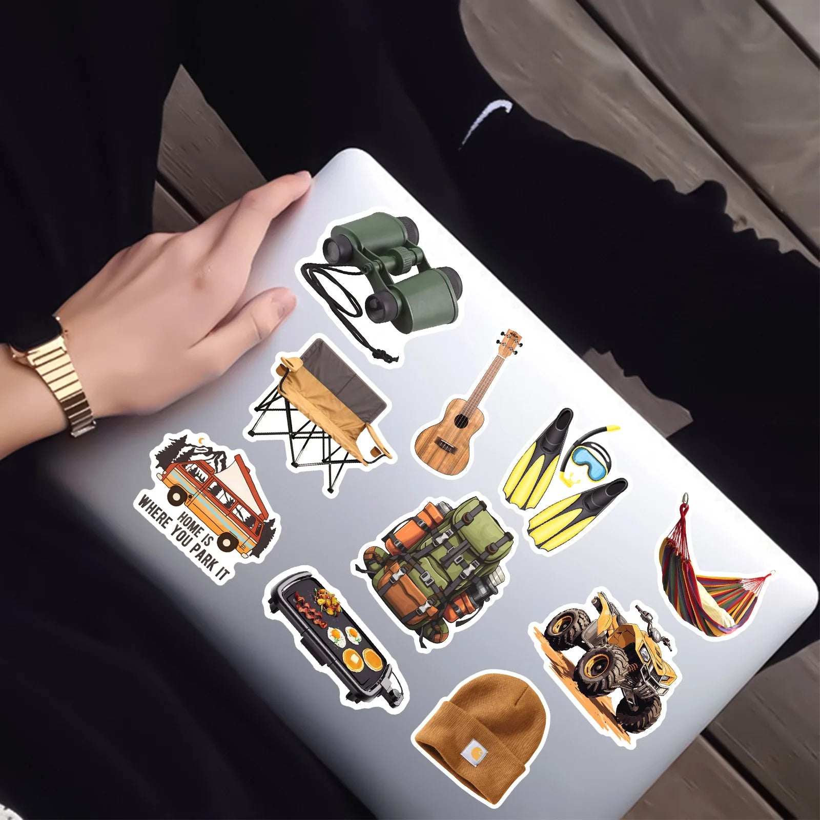 50/100 Pcs New Outdoor Camping Theme Stickers for Tent Car Phone Skate Cup Suitcase Guitar No Repeat Waterproof Decals