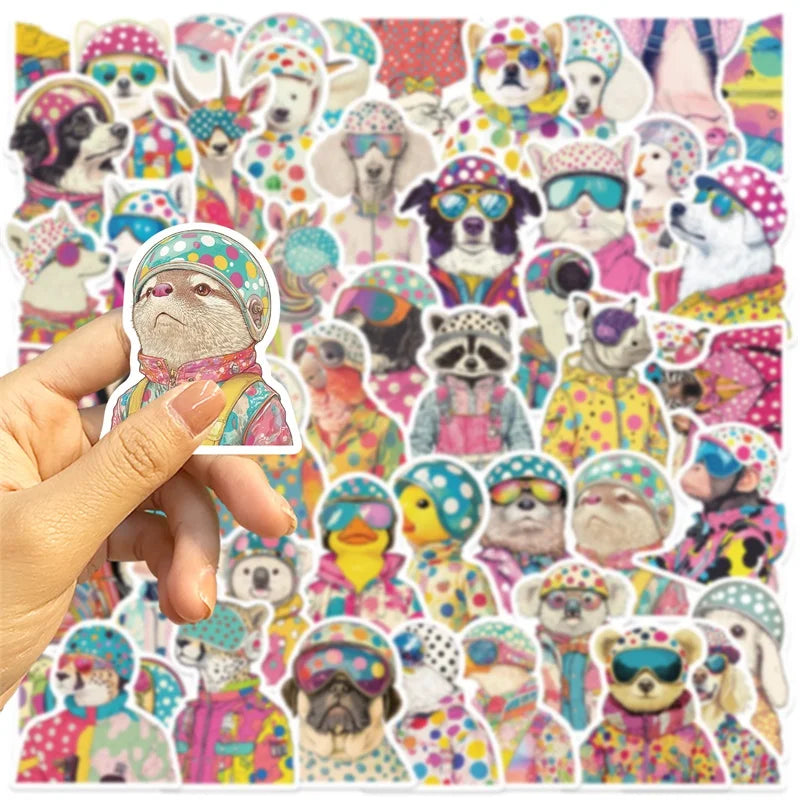 10/30/50PCS Cute Spotted Animals Sticky PVC Sticker Aesthetic Stationery Korean DIY Decoration Scrapbooking School Supplies