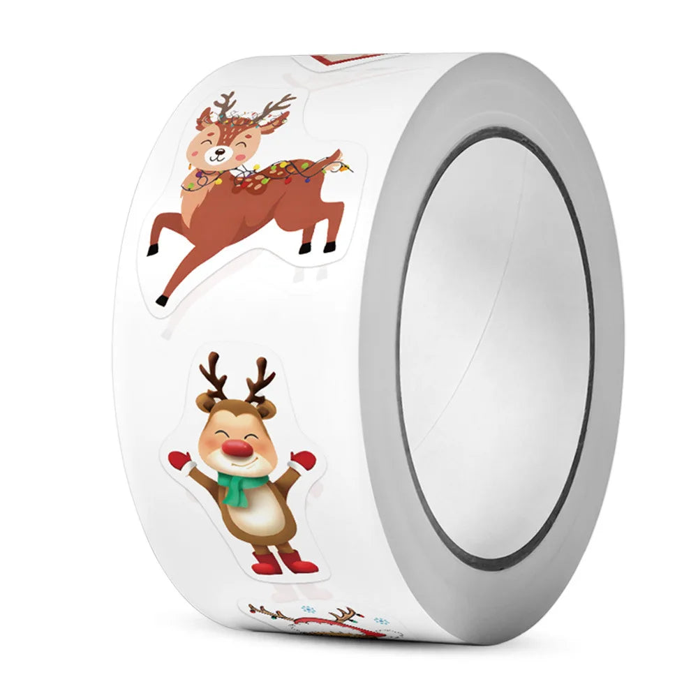 500pcs/roll Cartoon Christmas Theme Gift Tag Stickers Holiday Birthday Party Gift Decoration Praise Stickers Reward Stickers Lab