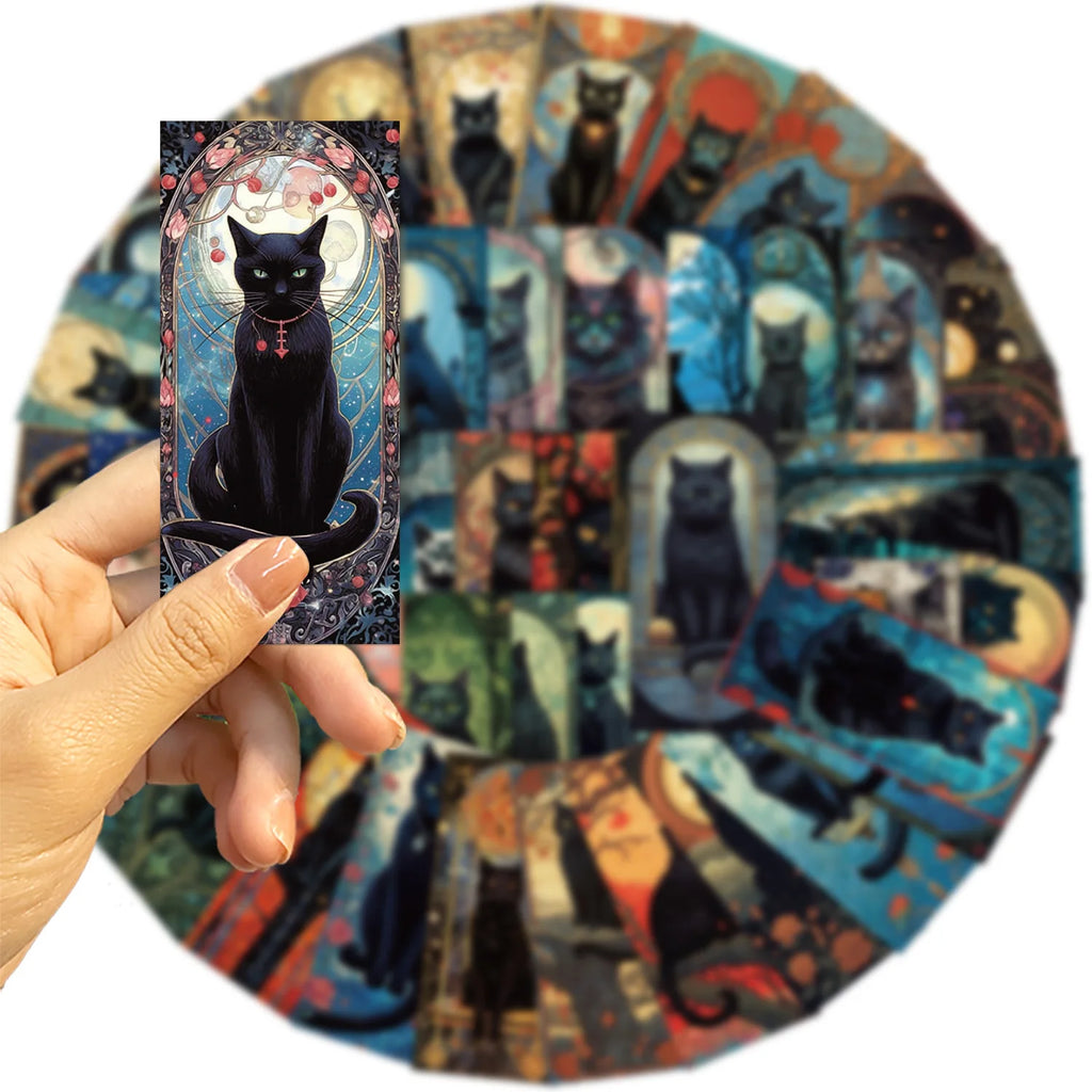 60PCS Cartoon Dark Cat Graffiti Stickers Decor Guitar Notebook Stationery Box Luggage DIY Stickers