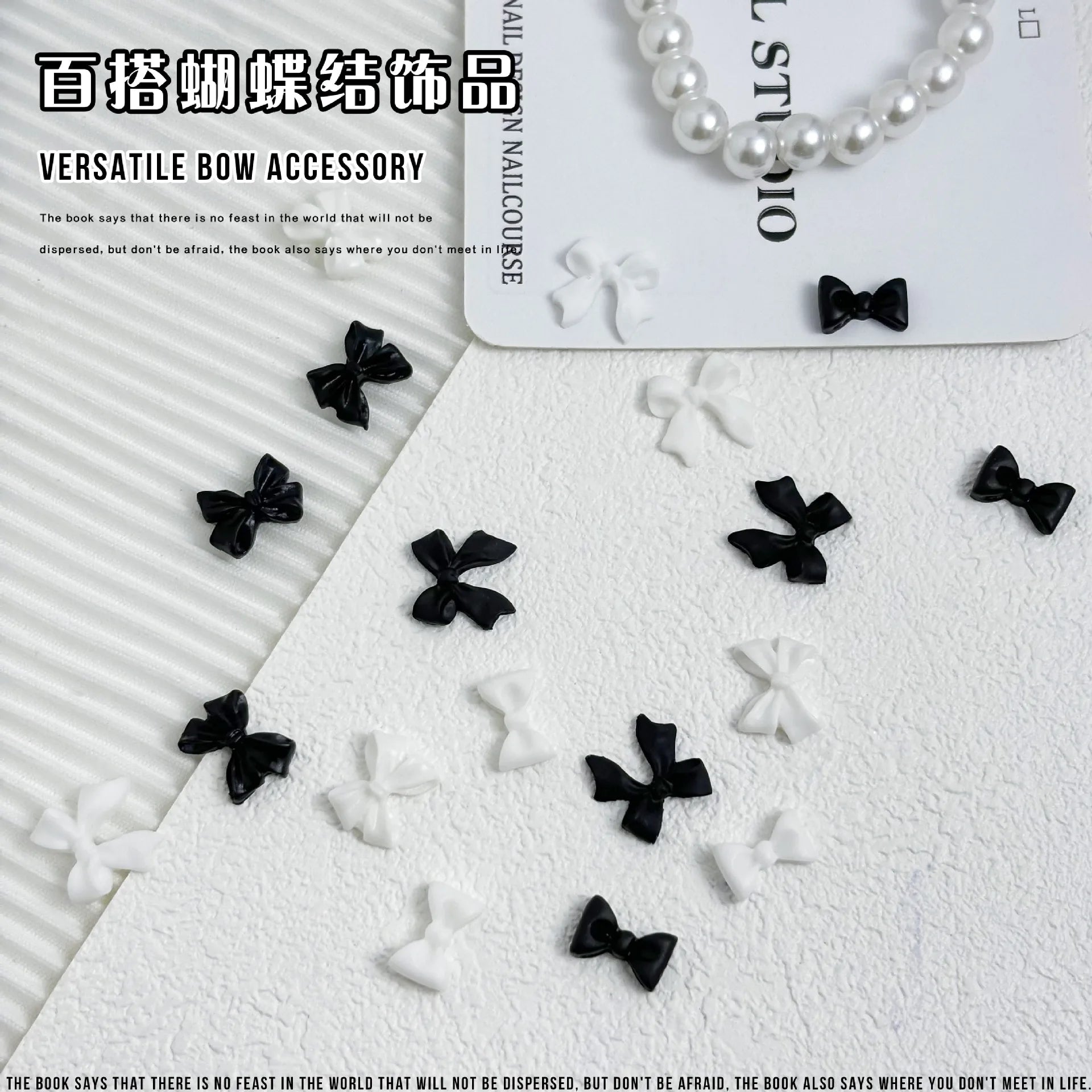 20pc Exqusitive Bows Nail Resin Charms Mini Bow Nail Art Accessories Bow Black White Rice White Bow Tie Nails Decoration Diamond