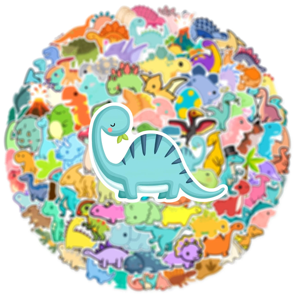 100/200PCS Q Edition Dinosaur Graffiti Stickers Water Cup Creative DIY Skateboard Phone Decoration Stationery Notebook Sticker