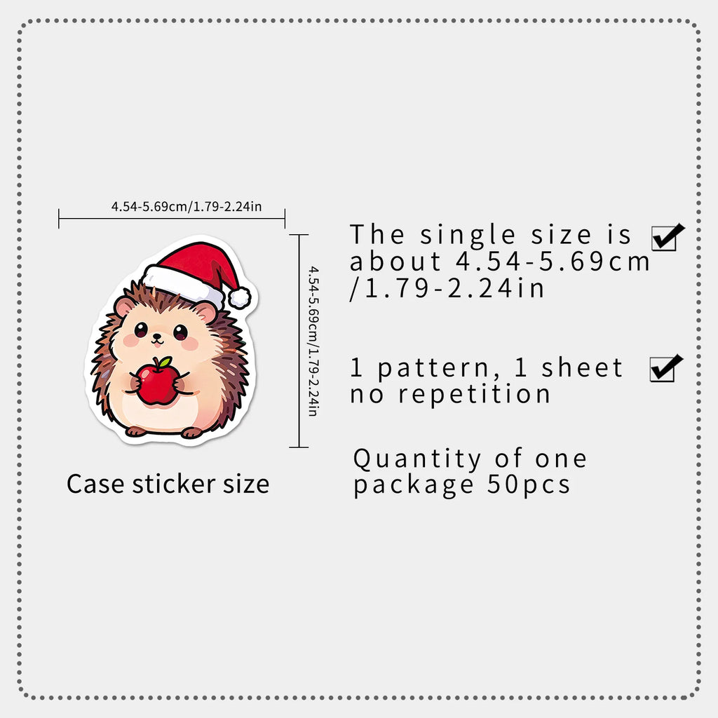 50PCS Cartoon Hedgehog Stickers, Cute Animal Waterproof Decals for Stationery Computer Cup Journal Decor Funny Reward Sticker