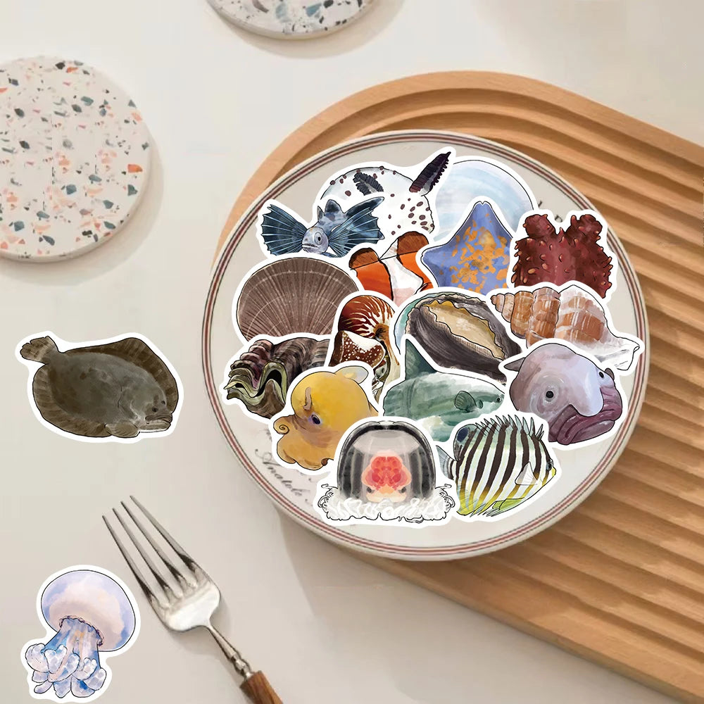 50/100PCS Deep Sea Animals Graffiti Stickers Landscaping Laptop Bicycle Skateboard Suitcase Guitar Phone Motorcycle Sticker