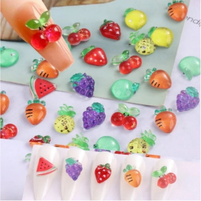 Food Play Candy Nail Art Charms Iridescent Gradient Gold Foil Rainbow Candy Resin Nail Rhinestone Decoration DIY Nails Accessory