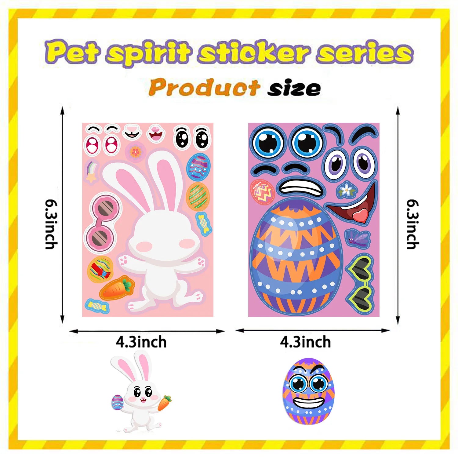 8/24PCS Cartoon Easter Stickers DIY Holiday Bookkeeping Card Cell Phone Decoration Stationary Stickers