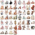 52PCS Cartoon Watercolor Fairy Tale Sticker Pack Waterproof Transparent PET Booklet Decorative Guitar Notebook Plastic Stickers