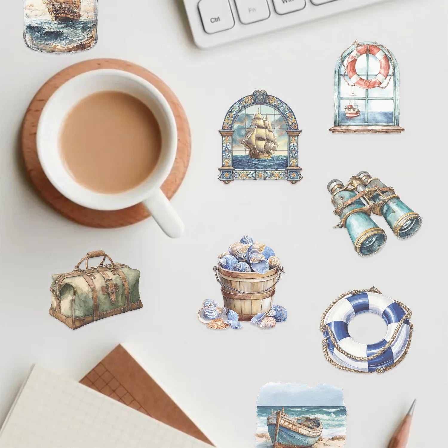 50/100PCS Cartoon Retro Navigation Sticker Pack Waterproof Transparent PET Decorative Guitar Notebook Stationery Stickers